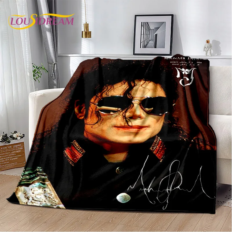 Pop 3D yumuşak peluş battaniye MJ Michael Jackson kral, flanel battaniye atmak battaniye oturma odası yatak kanepe piknik çocuklar için