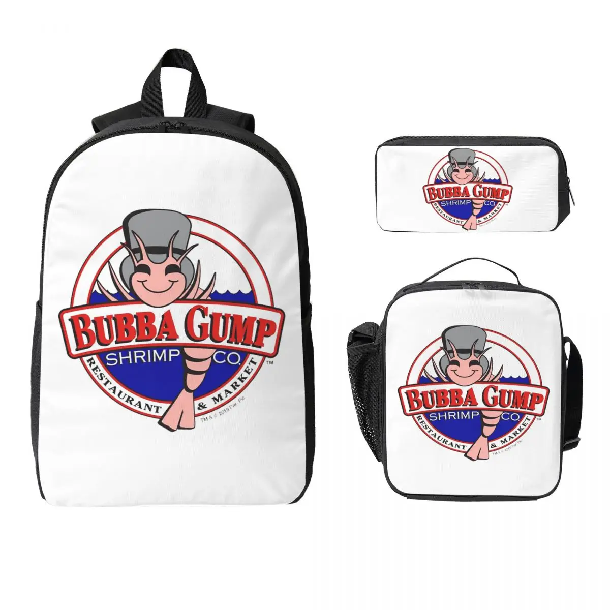 

Bubba Gump Forest Shrimp Seafood Backpack Student BookBag School Bag Computer Shoulder Bags 3ps Insulated Lunch Bag Pencil Case