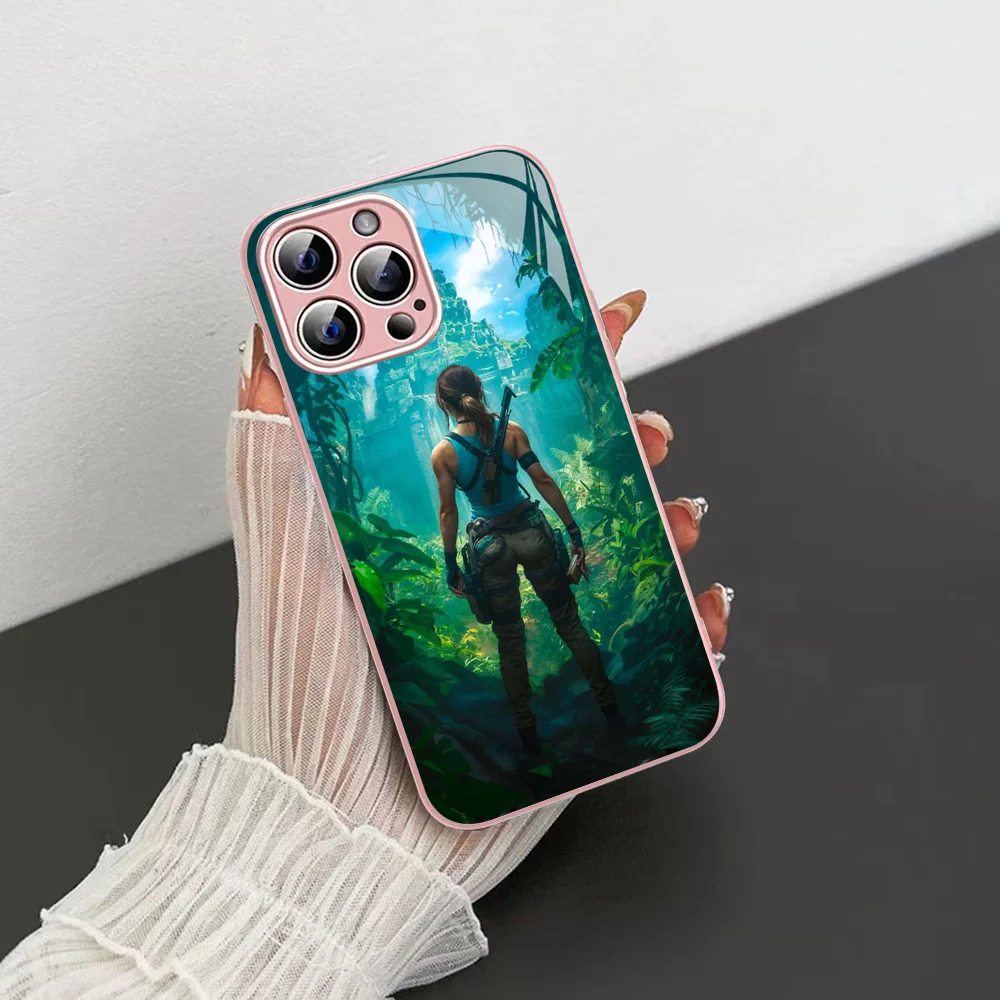 Videospiel Tomb Raider Handyhülle aus gehärtetem Glas für iPhone 14 13 12 11 Pro Mini XS MAX 14 Plus X XS XR Fundas