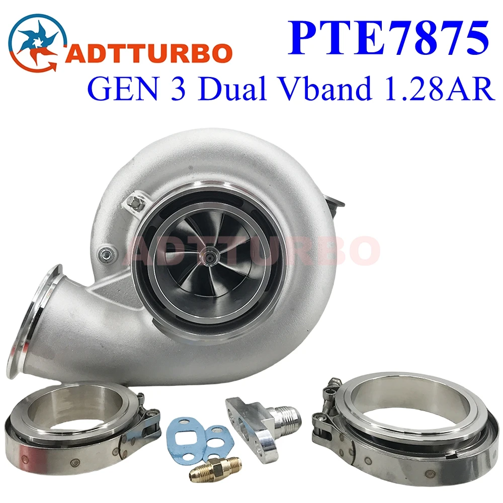 

GEN 3 PTE7875 7875 Turbocharger 1400HP Performance Vband 1.28AR Ceramic Dual Ball Bearing for Precision Turbo Charger