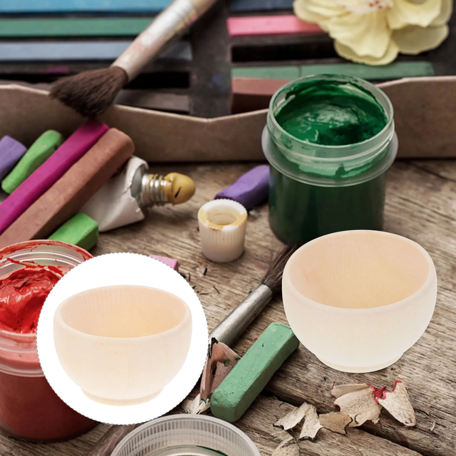 

10Pcs Natural Wooden Blank Bowls Unpainted DIY Craft Bowls for Painting Wedding Party Decorations Wooden Bowl