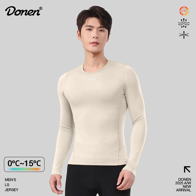 

DONEN Cycling Jersey Top Clothing Spring Autumn Men Fleece Warm Underwear Quick-Drying Long Sleeve MTB Road Bike Apparel