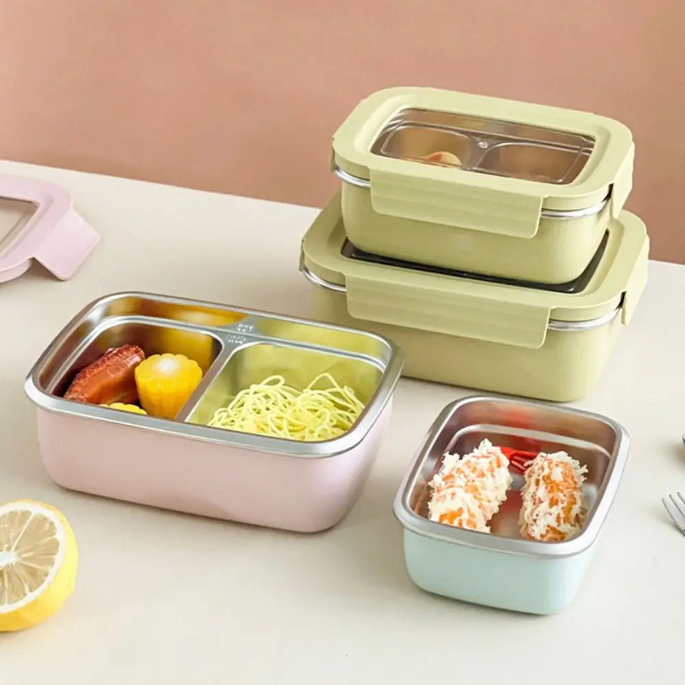 

304 Stainless Steel Divided Lunch Box Fresh-keeping Large Capacity Portable Food Container Heat Insulation Sealed