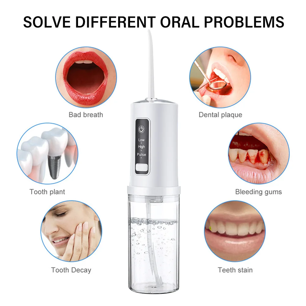 Xiaomi-irrigador Oral portátil recargable, rociador Dental eléctrico de agua, cepillo de dientes, lavadora bucal, 4 boquillas, nuevo