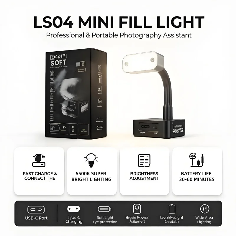 LUOWEI LS04 Mini Soft Fill Light Stepless Dimming TypeC Aluminum Alloy for Phone Repair Soldering Microscope Inspection Lighting