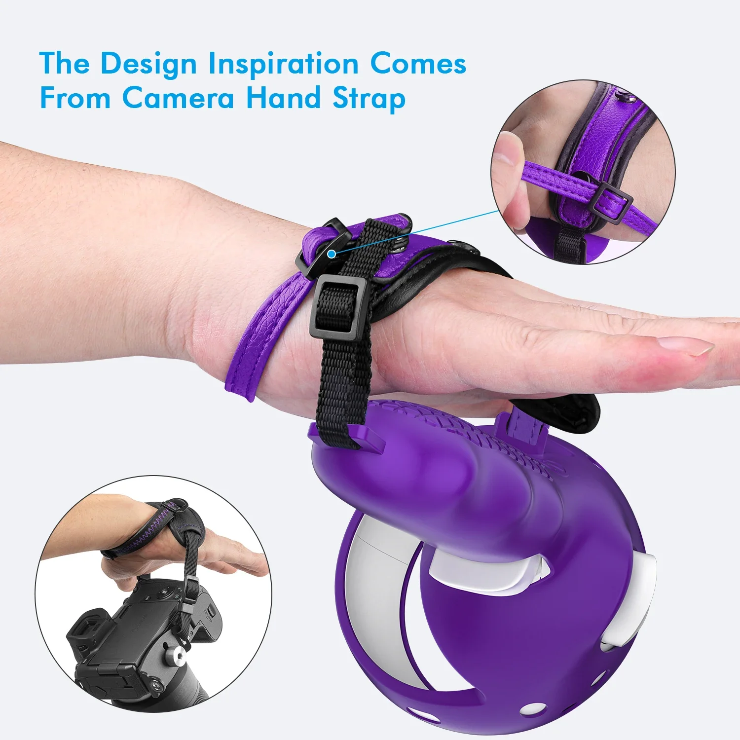 For Oculus Quest 2 Grip Cover Touch Controller Grip Anti-Throw Strap Silicone Protective Cover Adjustable Strap Accessories 1Set