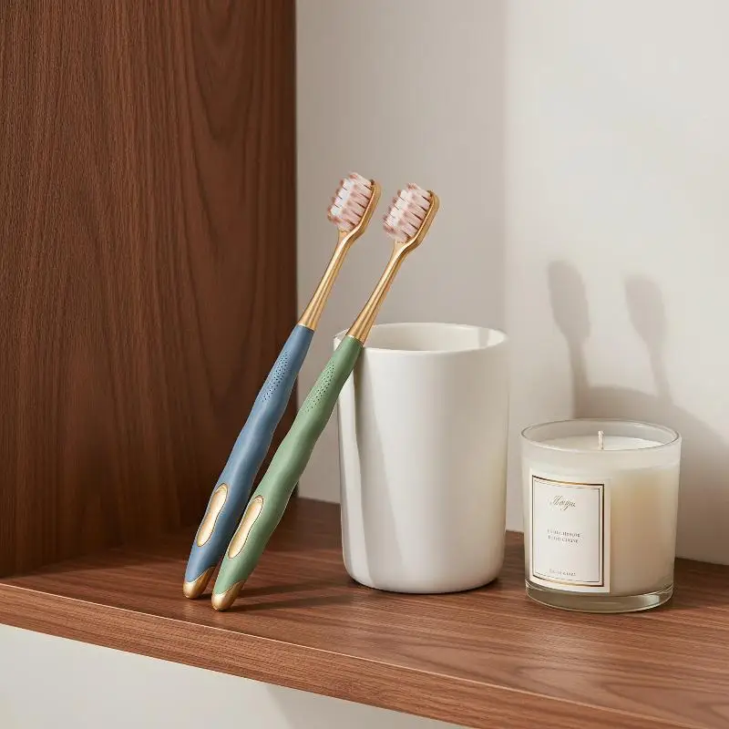 5Pcs Adult Wide Head Soft Bristle Toothbrush Effective Stain Removal Non-slip Handle for Family Use