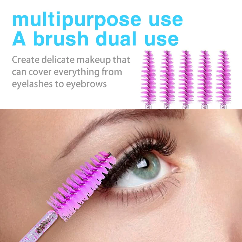 

50Pcs Disposable Eyelash Brush Soft Head Crystal Eyebrow Brush Lash Extension Brush Mascara Wand Makeup Tool