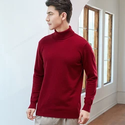 Maglione dolcevita maschile invernale moda di fascia alta da uomo di lusso 100% maglieria di lana Pullover da uomo d'affari caldo gratuito