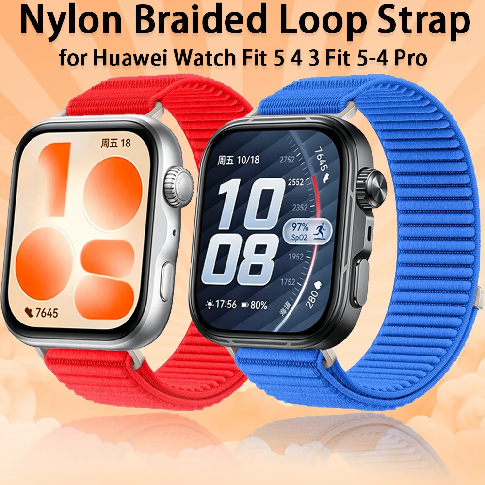 Nylon Geflochtenes Schlaufenarmband für Huawei Watch Fit 5 Fit 4 3 Sportarmband für Huawei Watch Fit 5 Pro 4 Pro Armband-Zubehör