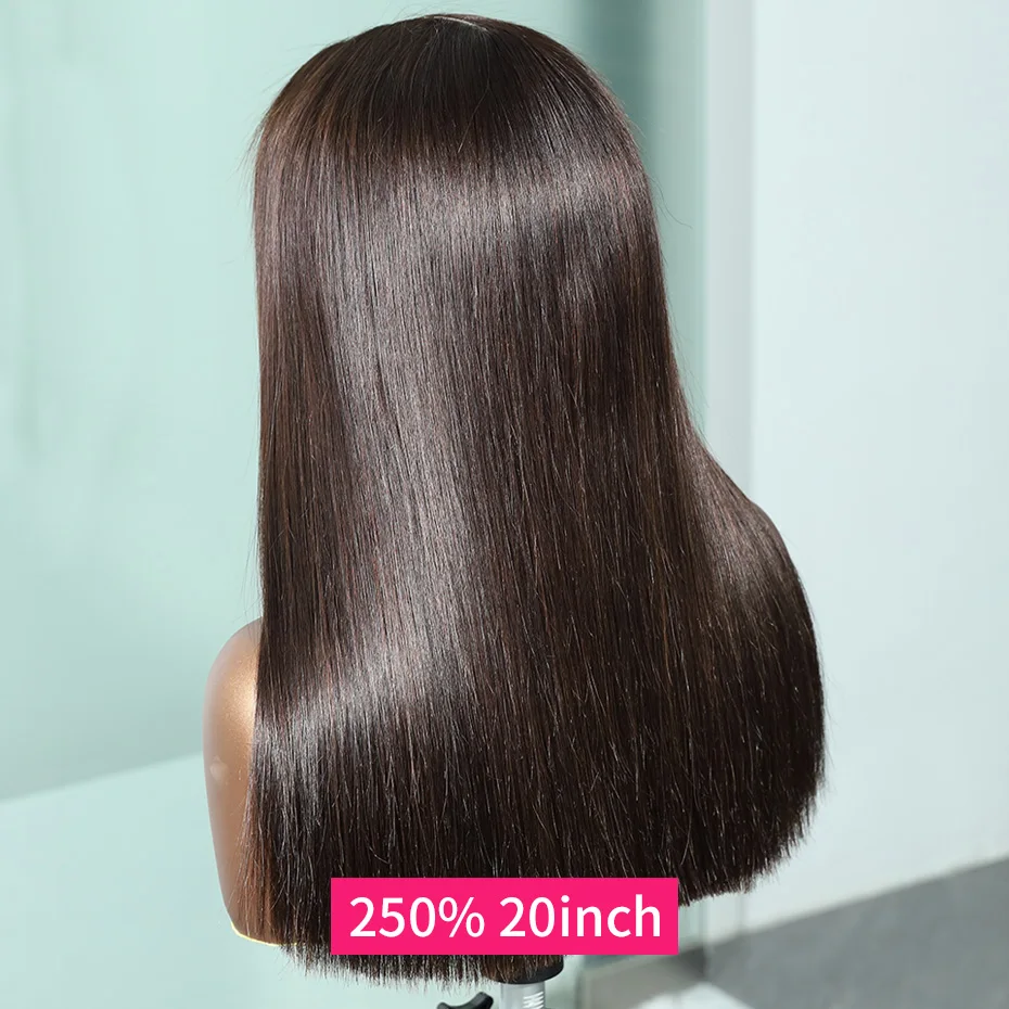 SDD 2x6 5x5 غلويليس بوب شعر الإنسان الدانتيل إغلاق شعر مستعار الفيتنامية العظام مستقيم 250% 300% قبل قطعها الدانتيل باروكة من شعر طبيعي # 2 بني #6