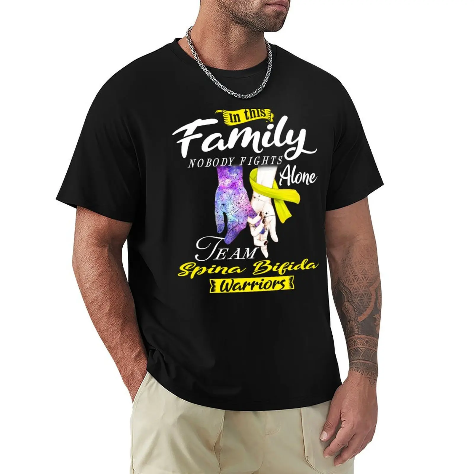 In This Family Nobody Fights Alone Team Spina Bifida Warrior T-Shirt sports fans baggy shirts compression shirt men
