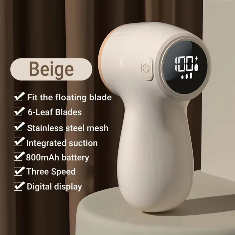 مزيل الوبر الكهربائي القابل لإعادة الشحن عبر USB من ABCL مع شاشة رقمية ذكية، ماكينة حلاقة للملابس، مزيل كرة الشعر المحمول