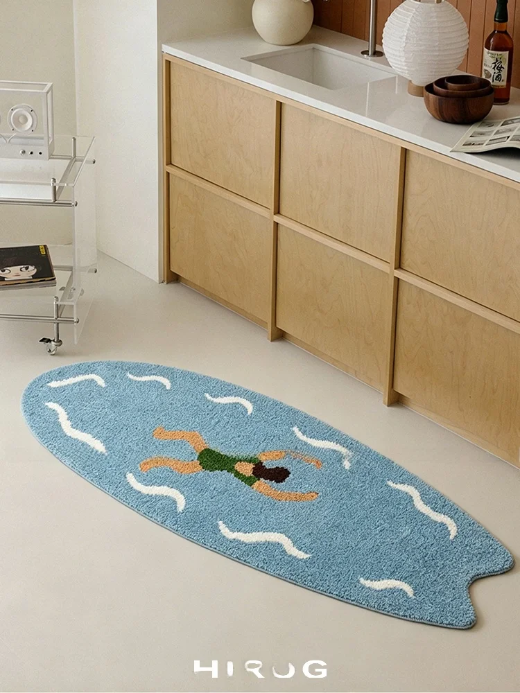 Water Absorbent Bathroom Mat Thickened Flocking Decorative Carpet for Bathroom And Bedroom Long Strip Bedside Blanket