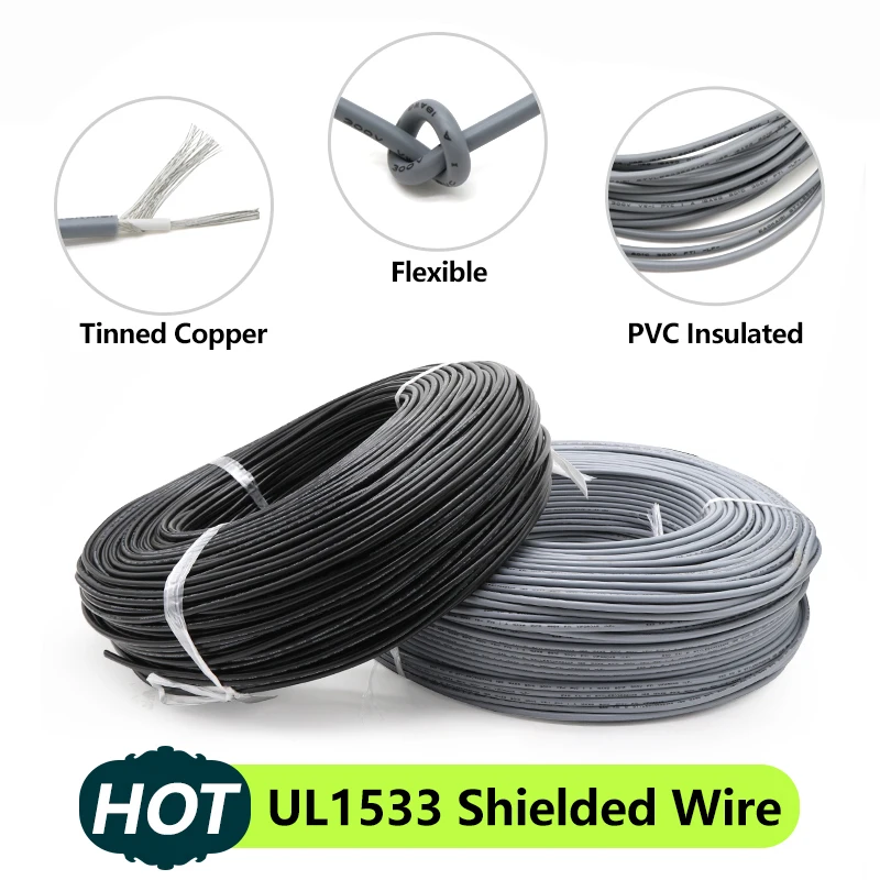 UL1533 Shielded Wire Signal Cable 32 30 28 26 24AWG Channel Audio Single Core Electronic Anti-interference Copper Shielding Wire