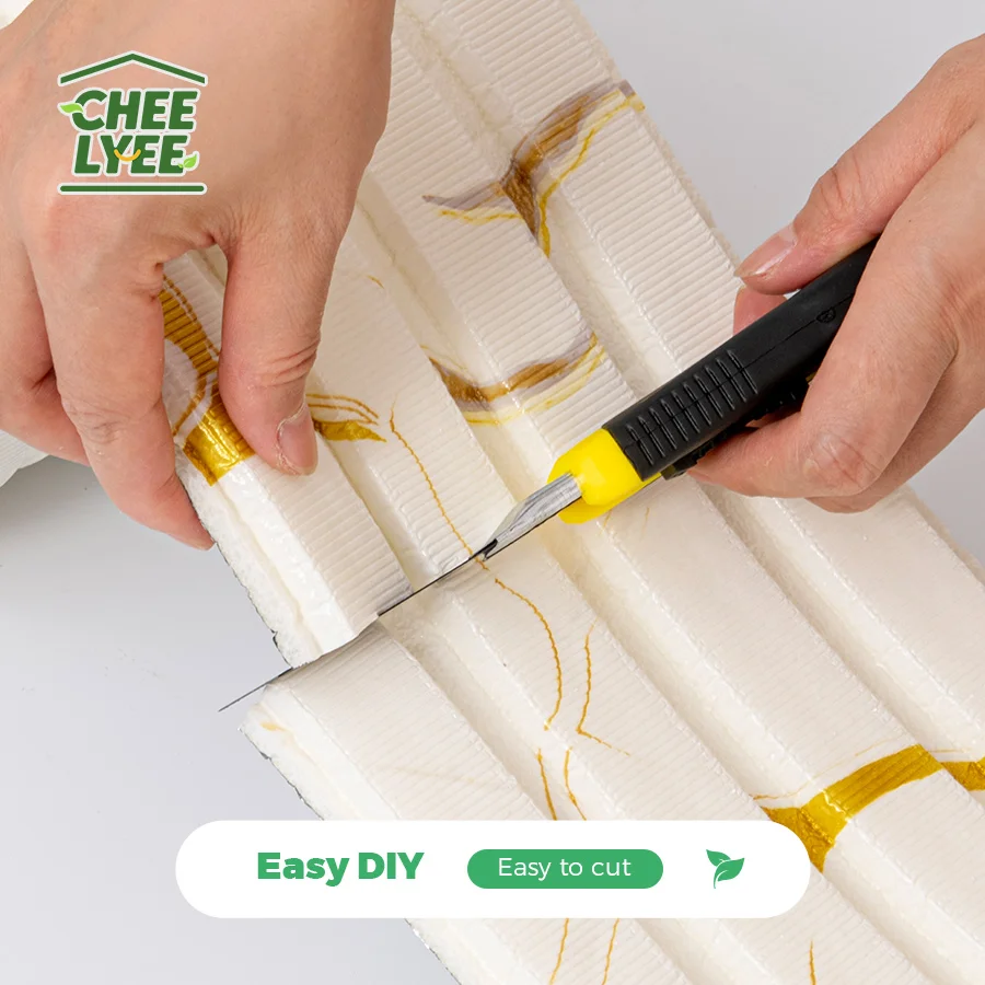 1 لفة ملصق حائط من الفوم Sxp، لوحة حائط ثلاثية الأبعاد، سميكة 11 مم، لوح تنورة ذاتي اللصق، مناسب لجميع المساحات الداخلية #3