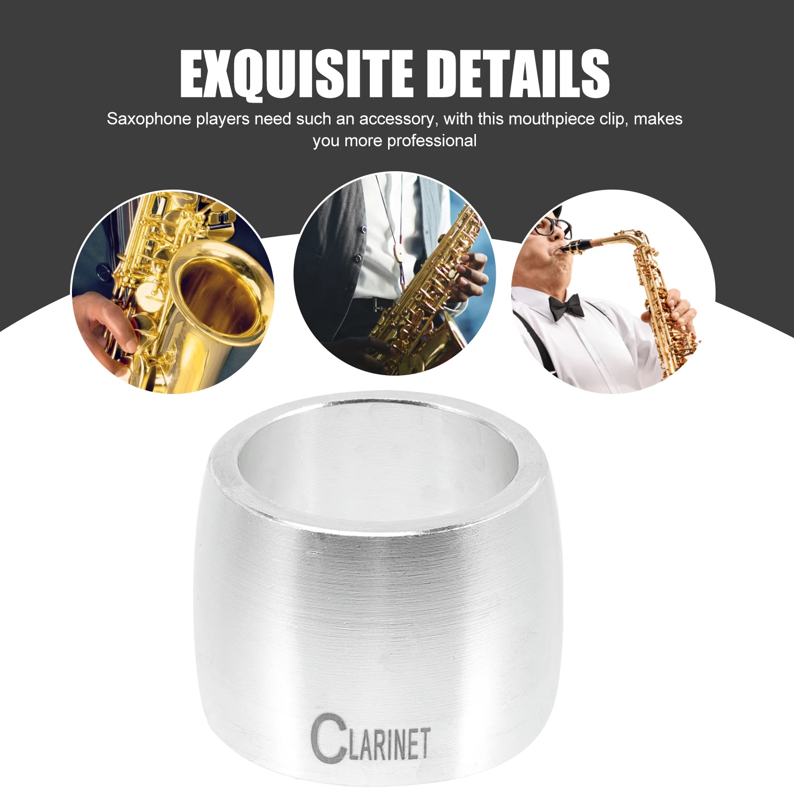 

Instrument Clip Mouthpiece Clamp Saxophone Accessory Silver Metal Wind Parts