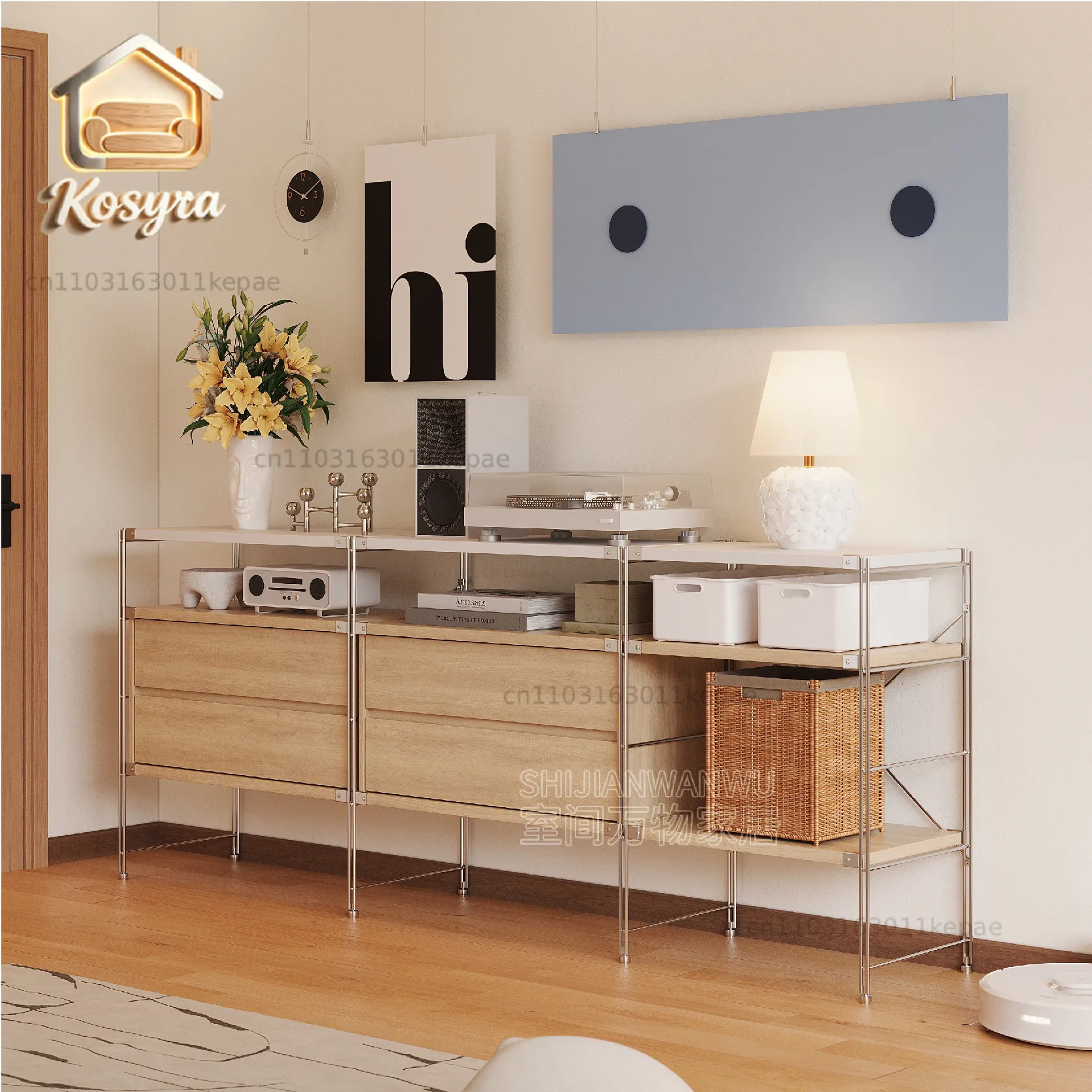 Japanese-style log wind rack magazine cabinet dining side cabinet living room storage locker floor-to-ceiling multi-layer