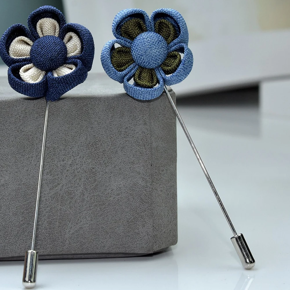 Handmade Men's Brooches Floral Lapel Pin for Men Suit Long Needle Fabric Mushroom Flower Brooch Pins for Wedding Women Jewelry