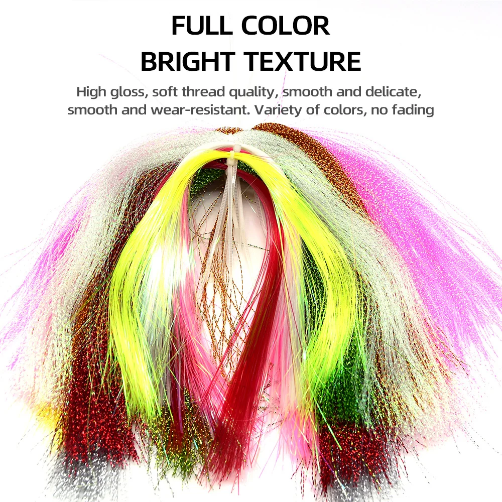 MNFT 5Pcs Crystal Flash Fly Tying Materials Flashabou Tinsel Fishing Flies Making String Jig Hook Lure