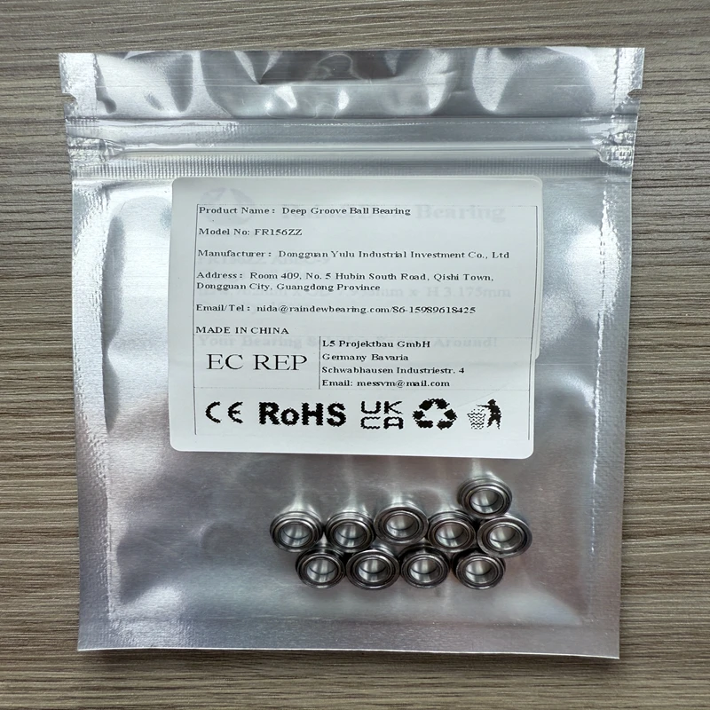 

10PCS FR156ZZ 4.762×7.938×3.175mm Micro Flange Bearing - Double Metal Shielded ABEC-7 Ball Bearings For Fiber Optic Collimators