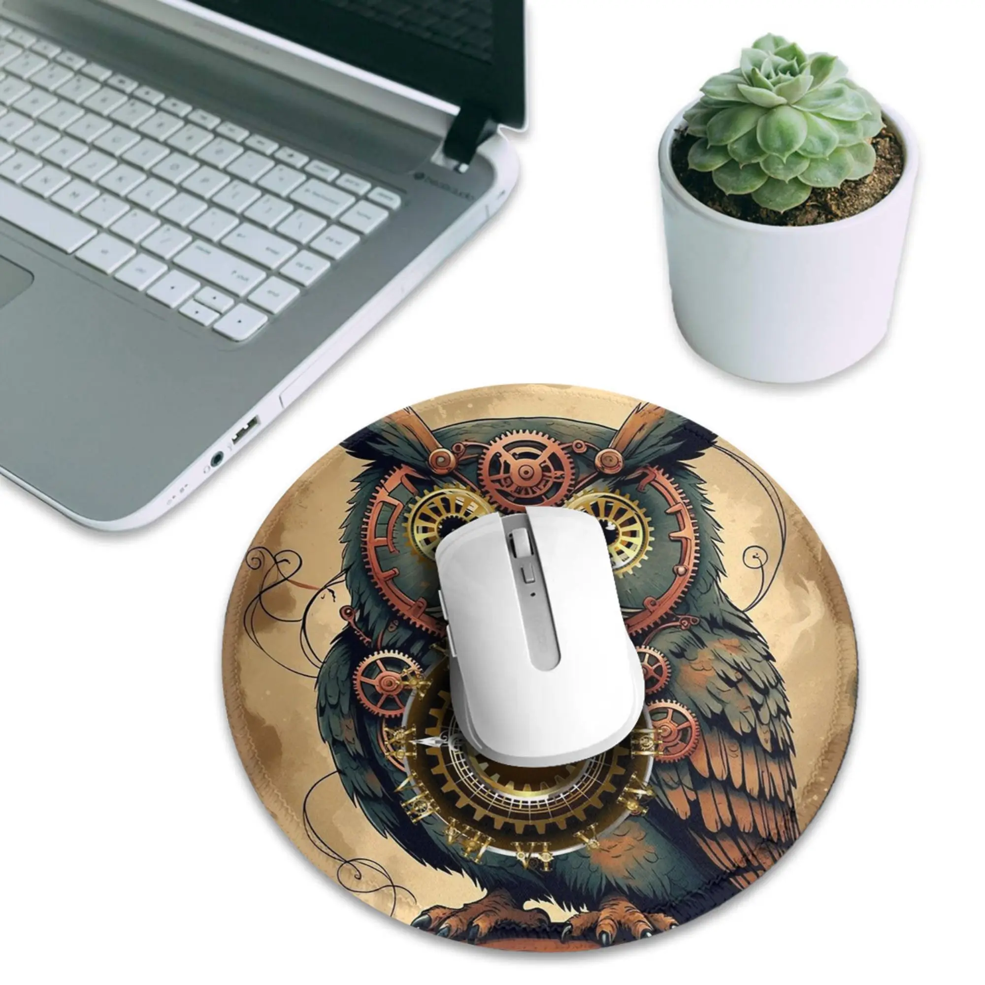Steampunk owl with clock and gears Mouse Pad Computer Keyboard Mouse Mat Gaming PC Laptop Desk Mat Office Accessories Table Mats
