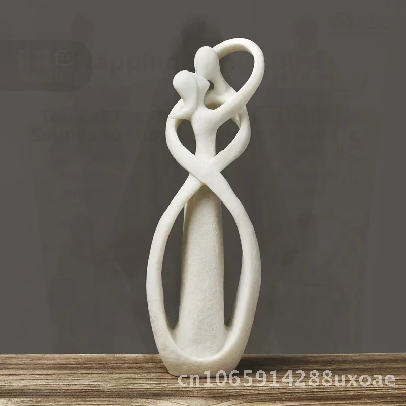Abstract Characters Resin Crafts Ornaments Creative Sandstone Art Home Decor Wedding Festival Gift White Couple Hugging &