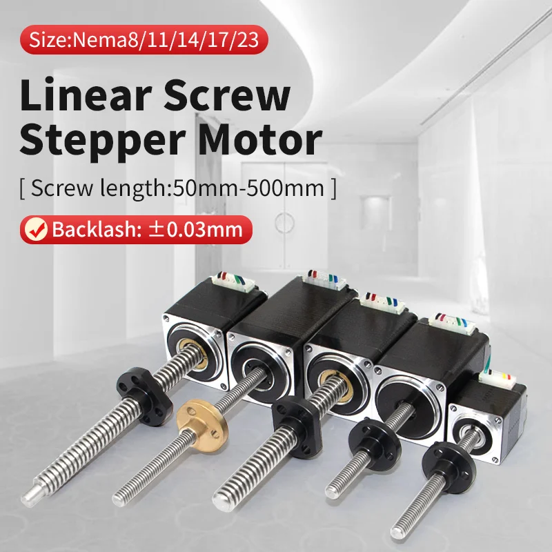 UMOT Linear Stepper Motor Nema 8/11/14/17/23 Lead Screw Step Motor 60-410mm Screw Tr5/8/9.52/10 Lead 1/1.58/2/4/8/10/12mm Pitch