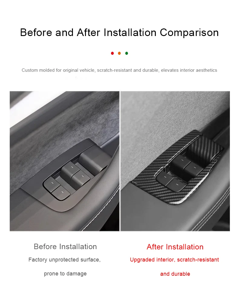 For Tesla Model Y Juniper 2025 Car Window Control Panel Protective Patch Window Switch Lifting Panel Button Patch Accessories