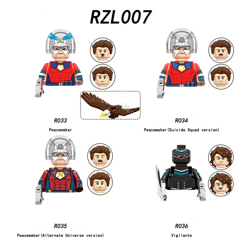 Nueva comedia Peacemaker superhéroe Mini figura Vigilante Evil Hero modelo bloques juguetes para niños regalos de Navidad para niños niñas Juguetes