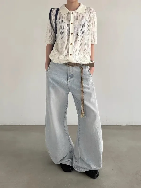 

Ретро-джинсы в американском стиле с широкими штанинами для мужчин и женщин, универсальные, винтажные, прямого кроя, для молодежи