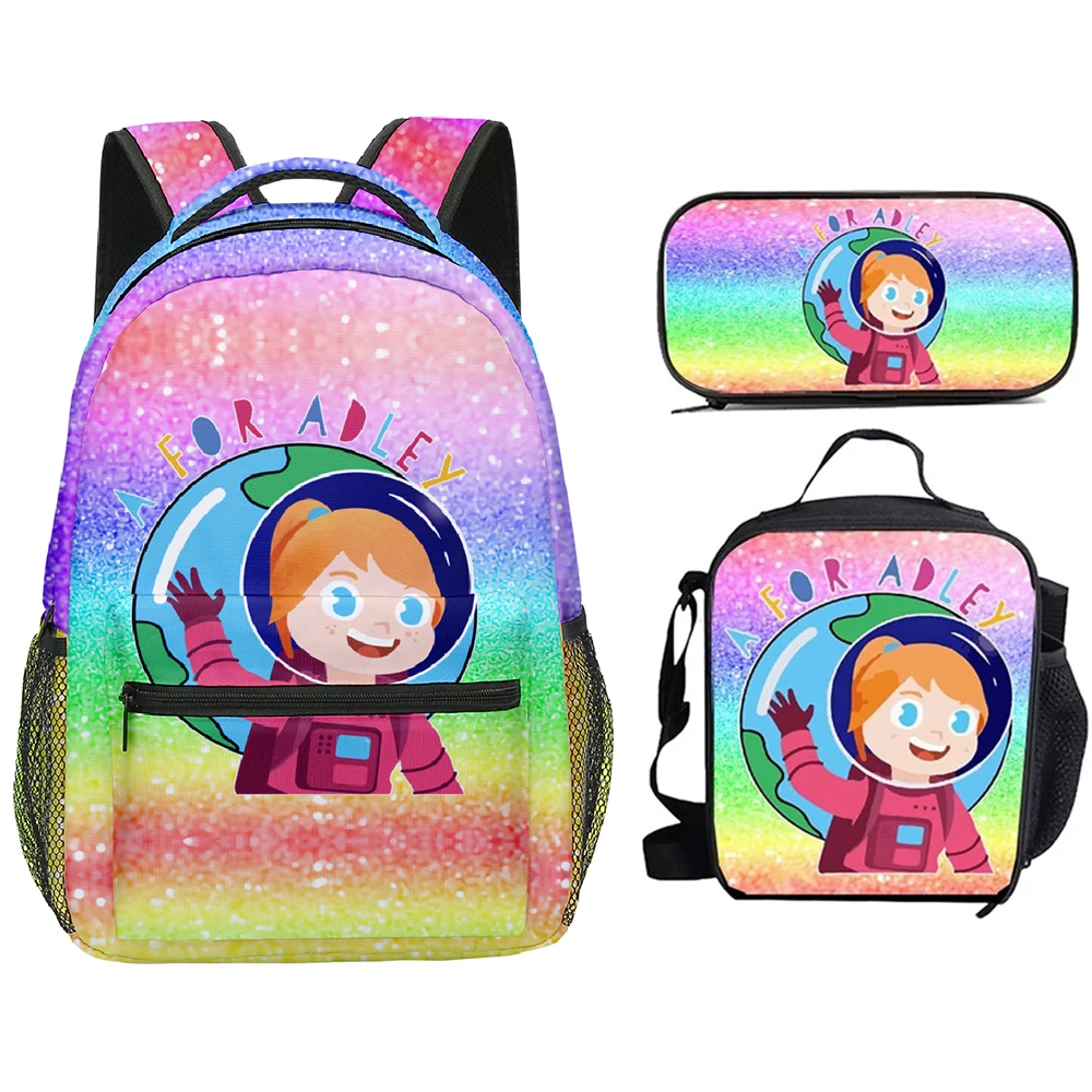 Luxury Novelty Popular Cool AFOR ADLEY 3D Print 3pcs/Set Student School Bags Laptop Backpack Crossbody Lunch bag Pencil Case
