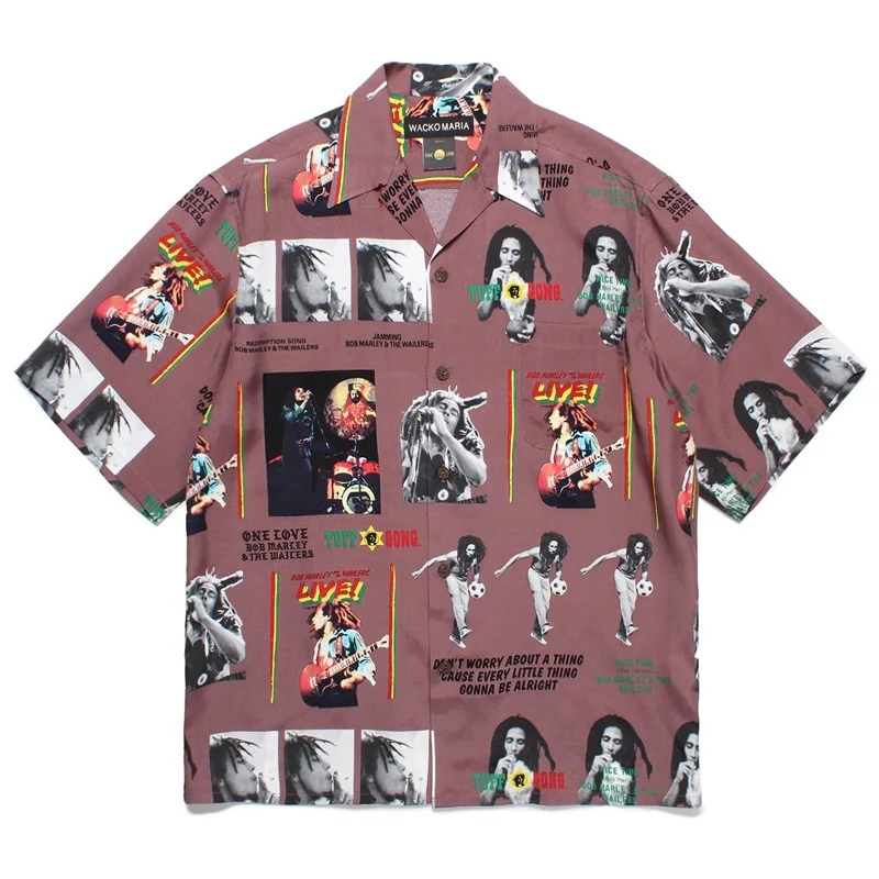 WACKO MARIA Beach Style Casual Vacation Hawaiian Short Sleeve Shirt Quality Brand Cuban Neck Mens Womens Shirt Tops