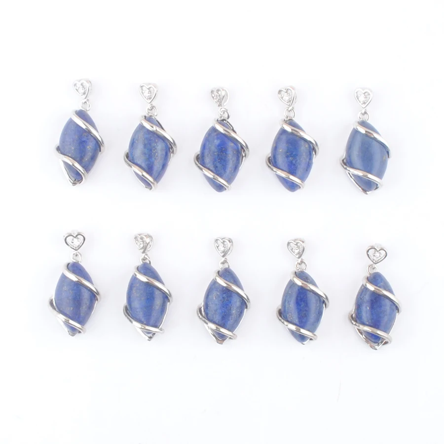 New Arrival Lapis Lazuli Gemstones Horse's eye Shape Stone Pendants Gemstones Cute Charms Jewelry Good Quality 10Pcs/Lot AN3248