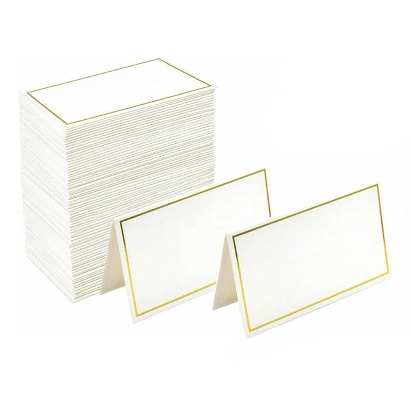 Pack of 50PCS Elegant Gold Bordered Blank Place Cards Name Cards for Weddings, Banquets, Dinners, Parties and Festivals