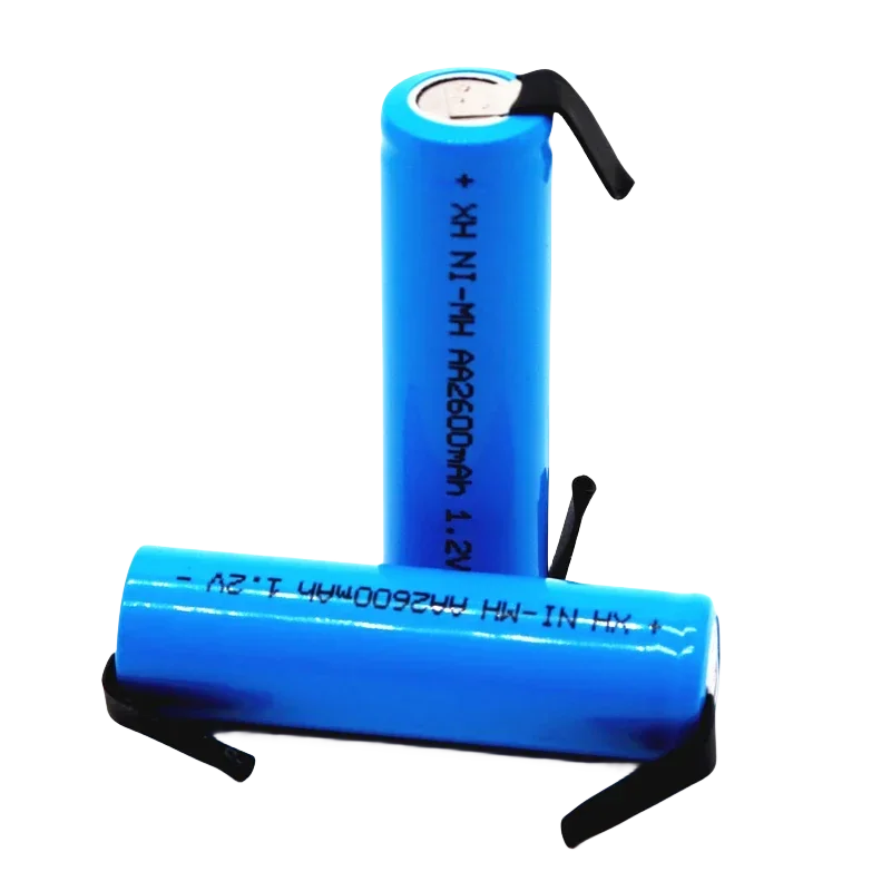 Batería recargable AA de 1,2 V y 2600mah, pila AA NiMH con pines de soldadura para maquinilla de afeitar eléctrica DIY, cepillo de dientes, Juguetes