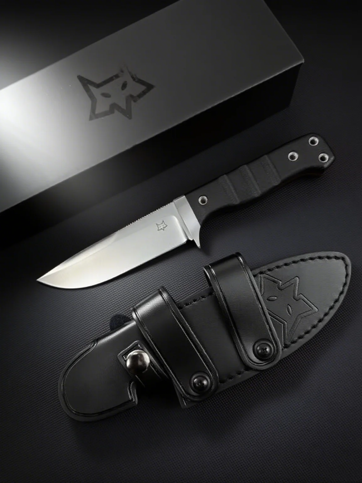 

FX103- Tactical Straight Knife Mikata fiber handle, pure handcrafted Italian vegetable-tanned cowhide case, camping outdoorknife