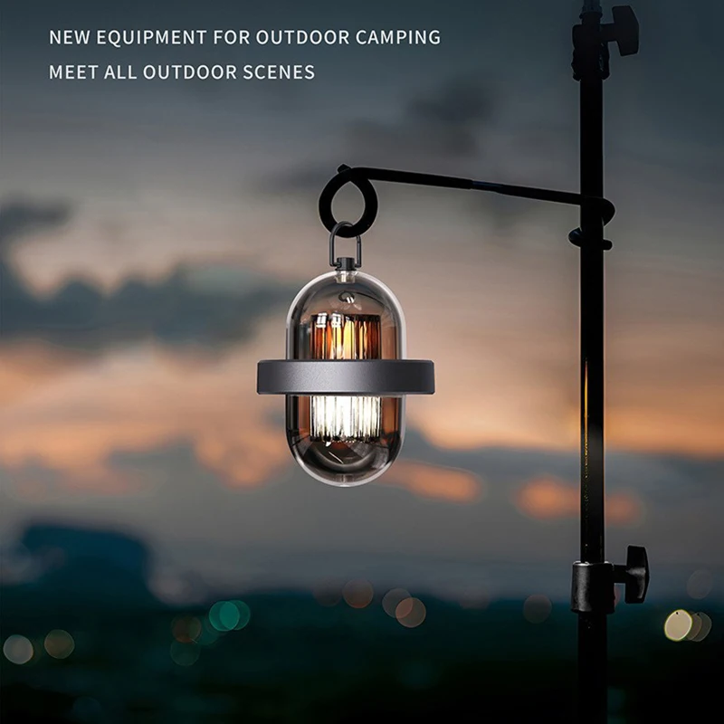 White Noise Camping Lantern Portable Outdoor Atmosphere Light Retro Rechargeable Tent Lamp Nature Sound Night Light for Hiking