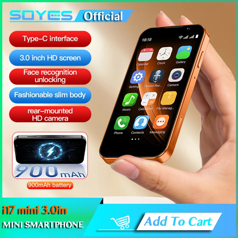 SOYES i17 Mini Android 9.0 Smartphone 3.0 Inches 2GB RAM 16GB ROM Dual SIM Standby Dual Camera Play Store 3G Little Phone