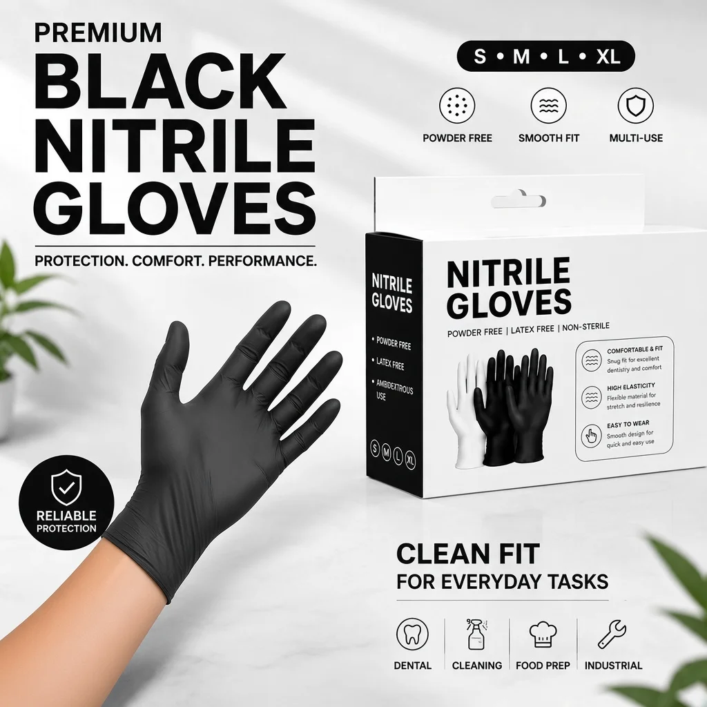 20/30PCS Black Nitrile Gloves Disposable Powder Free Latex Free Ambidextrous Food Safe Cooking Kitchen Restaurant Catering Prep