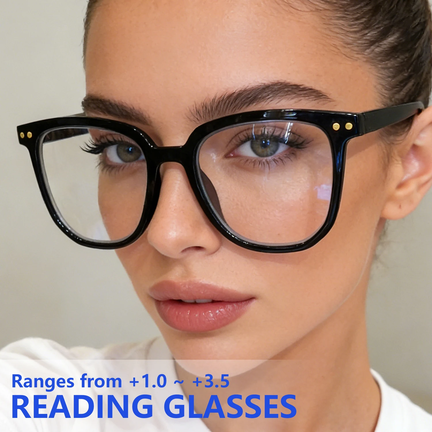 Photochromic Reading Glasses, Stylish Square Readers for Women, Presbyopia Eyewear HD Clear Eyeglasses with Strength +1.0 ~ +3.5