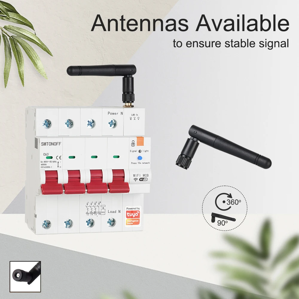 Tuya smart wifi 4p mcb 63a rs485 schalter prepaid meter timer schalter spannungs stroms chutz sprach steuerung alexa google alice – Detail 2