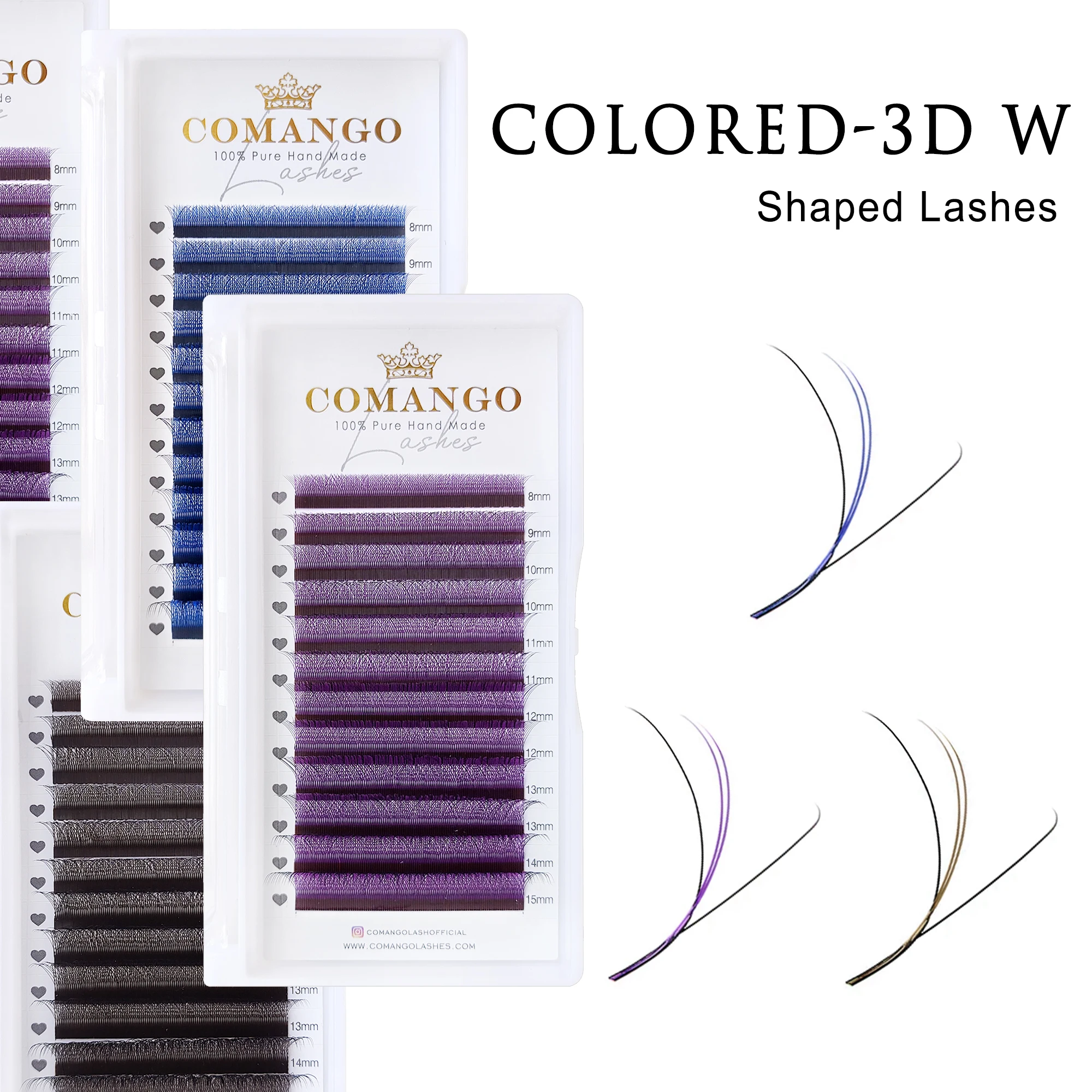 CoMango Brown Colorful W 3D Premade Volume Fans Brazilian Lashes Blue Purple Cosplay Silk Fake Mink Individual Eyelash Extension