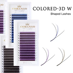 CoMango Brown Colorful W 3D Premade Volume Fans Brazilian Lashes Blue Purple Cosplay Silk Fake Mink Individual Eyelash Extension