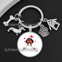 Original  Sausage Dog Keychains House Dachshund Key Holder Cute Animal Purse Bag Keychains Unique Gift for Girl