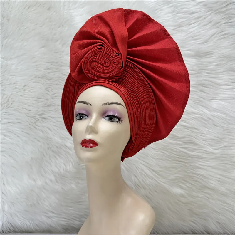 Nigerian gel headgear, with stone bead, already made auto, turban, afro aso ebi gel aso oke, wide brim headgear 7L031502