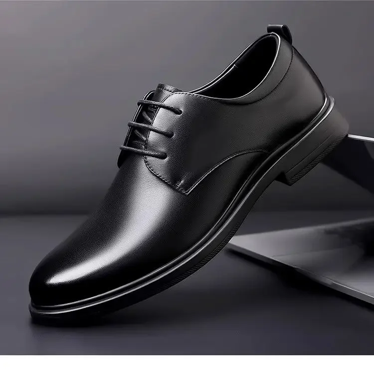 

Мужские повседневные свадебные туфли из мягкой кожи, новый стиль, деловые, формальные, дышащие, осенние, в британском и корейском стиле, с острым носком, для жениха, размер S