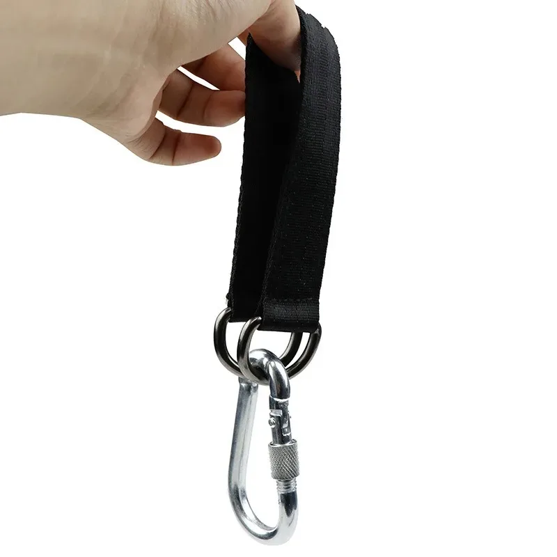 24cm Heavy Duty Safety Black Hanging Swing Straps Polyester Rope with Carabiner Garden Yard Kids Seat Strap Swing Extension Belt