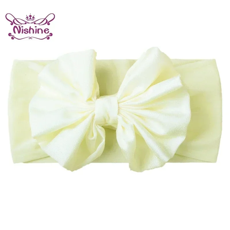 Nishine Infant Soft Elastic Wide Headband Fashion Handmade Bowknot Nylon Hairband Baby Girl Headwear Clothing Decoration