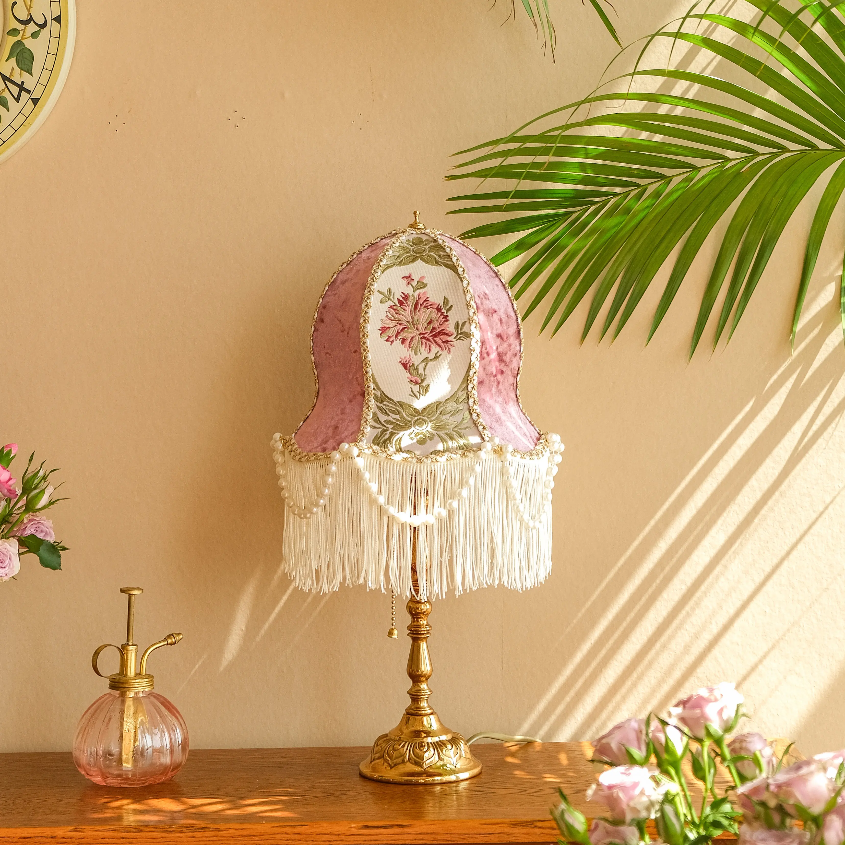 Rose Garden Lamp Wisteria French Vintage Vintage Brass Bedroom Living Room Ambience Desk Lamp
